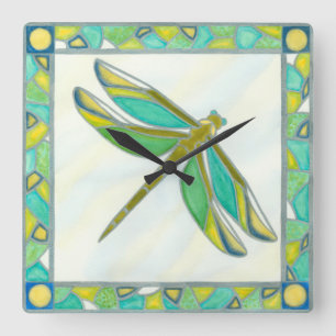 Luminös Pastel Dragonfly av Vanna Lam Fyrkantig Klocka