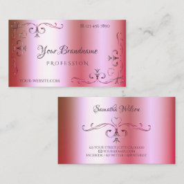 Luminös Rosa och Grönt Gradient ornamentärt orname Visitkort