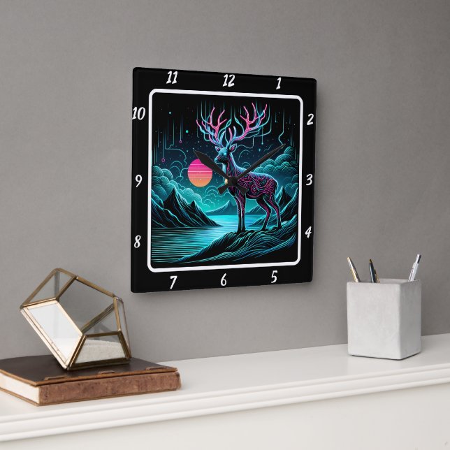 Luminös Twilight-Hjort Fyrkantig Klocka (Kontor)