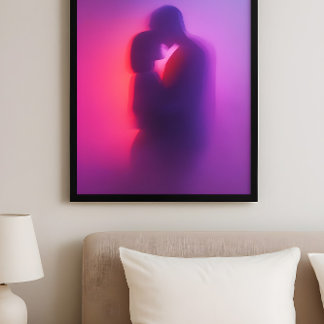 Luminösa Älskare – Neon Siluett Romantisk Konst Poster
