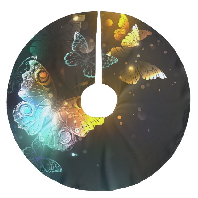 Luminösa fjäril och nattfjärilar julgransmatta borstad polyester (Framsidan)