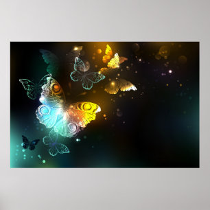 Luminösa fjäril och nattfjärilar poster