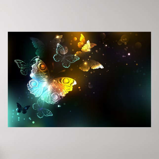 Luminösa fjäril och nattfjärilar poster (Framsidan)