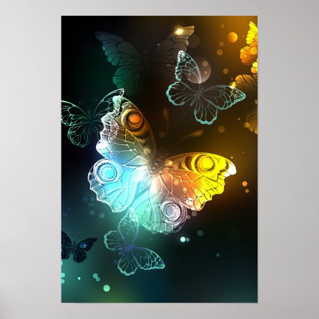 Luminösa fjäril och nattfjärilar poster (Framsidan)