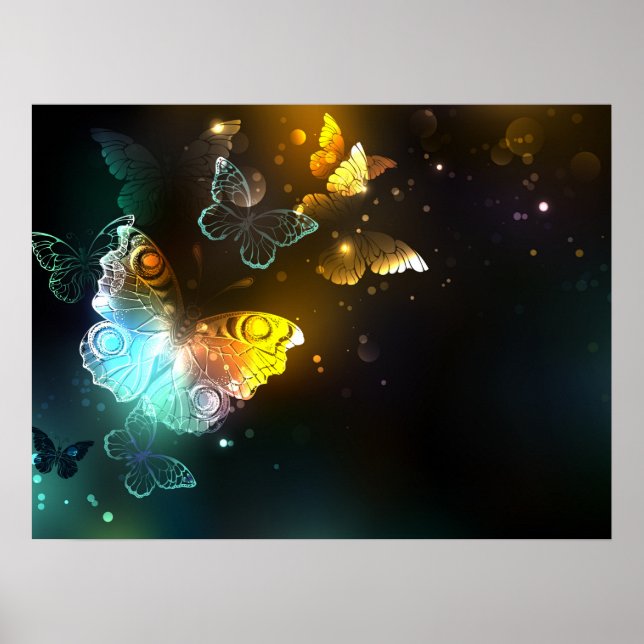 Luminösa fjäril och nattfjärilar poster (Framsidan)