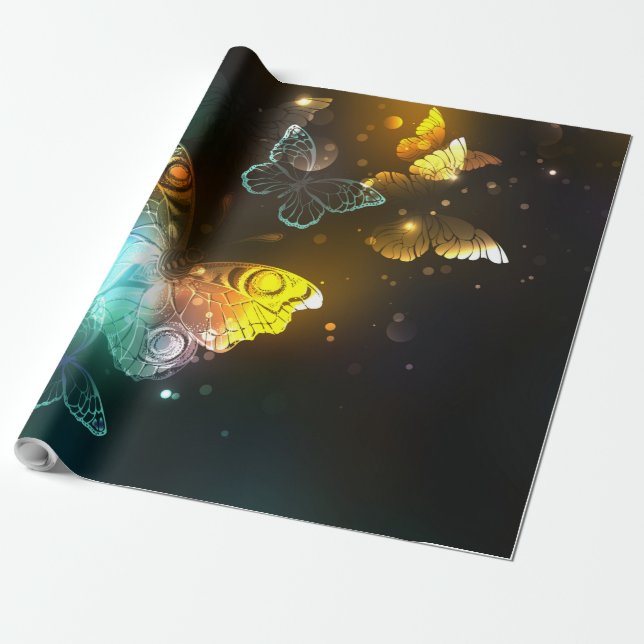 Luminösa fjäril och nattfjärilar presentpapper (Utrullad)