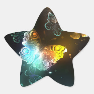 Luminösa fjäril och nattfjärilar stjärnformat klistermärke