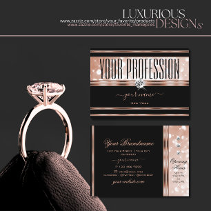 Luminösa Glitter-diamanterna Luxury Black Ro Guld Visitkort