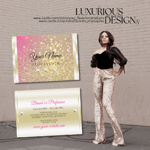 Luminösa Guld Rosa Lila Glitter Stars Diamanter Visitkort