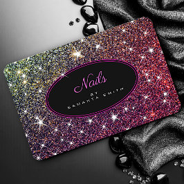 Luminösa Rosan Lila Glitter Stars Nagel Visitkort