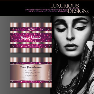 Luminösa stjärnor Ro Guld Rosa Glitter Visitkort