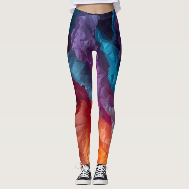 Luminous Abstract Tissue Paper Layers Leggings (Framsida)