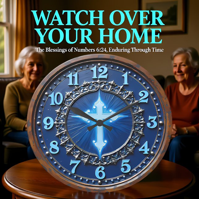 Luminous Azure Cross Ornate Stor Klocka (Skapare uppladdad)