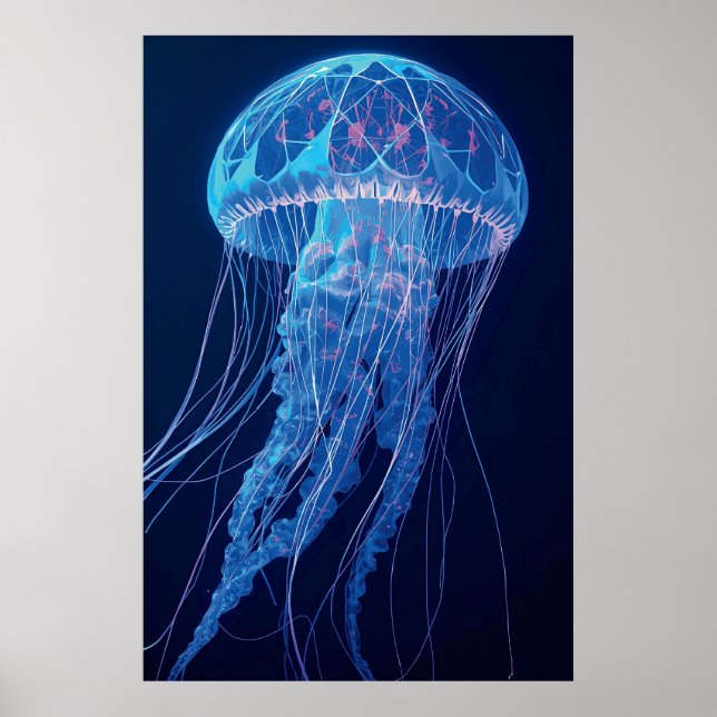 Luminous Blue Jellyfish Glowing Ocean Spirit Poster (Framsidan)