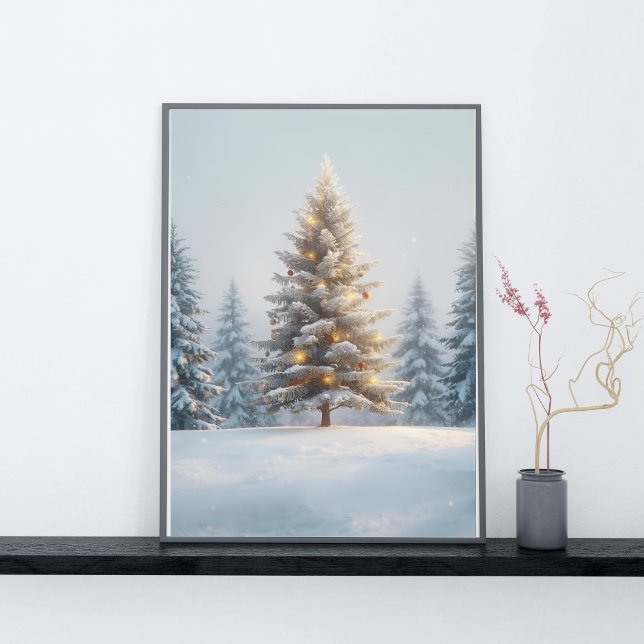 Luminous Christmas Tree in Serene Landscape Poster (Skapare uppladdad)