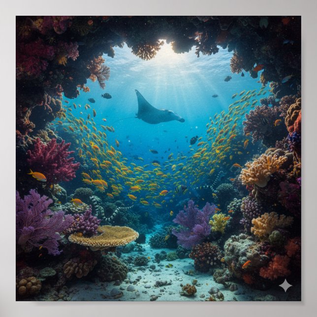 Luminous Coral Reef - Glowing Underwater World Poster (Framsidan)
