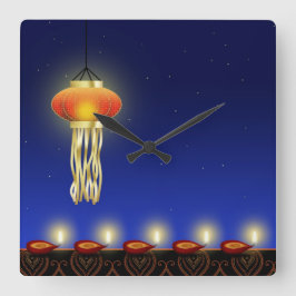 Luminous Diwali Lamp - Wall Clock Fyrkantig Klocka