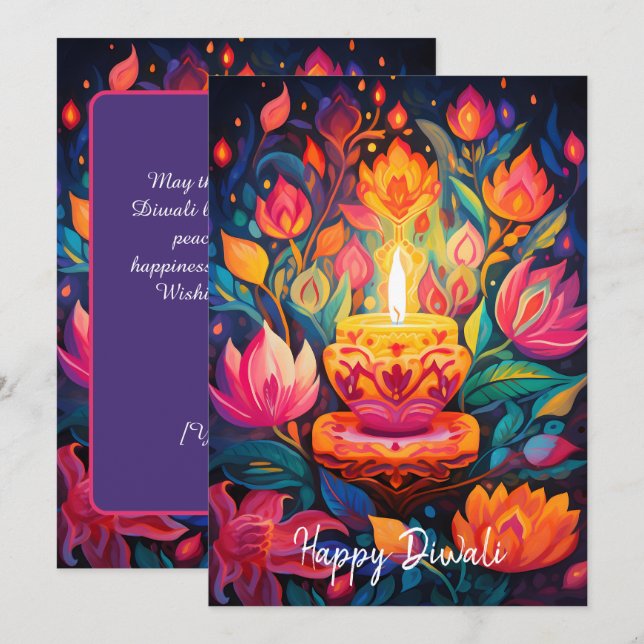 Luminous Diwali Splendor Card Inbjudningar (Fram/baksida)