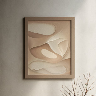 ’Luminous Elegance’ Neutralt Tones Fluid Art Poster