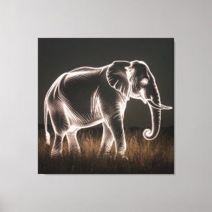 Luminous Elephant Silhouette Canvastryck