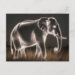 Luminous Elephant Silhouette Vykort