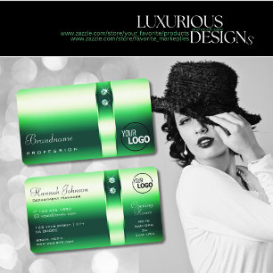 Luminous Emerald Grönt Gradient Diamonds and Logot Visitkort