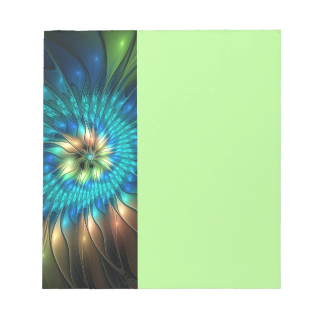Luminous Fantasy Flower, Colorful Abstract Fractal Anteckningsblock (Framsida)