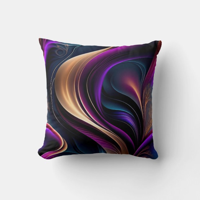 Luminous Flow - Bold Purple, Teal, and Gold Art Kudde (Framsida)