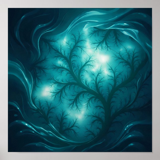 Luminous Flow Fractal Wallpaper and Art Print Poster (Framsidan)