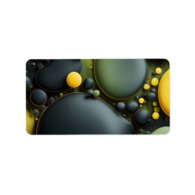 Luminous Fluid Dynamics: Yellow and Green Abstract Adressetikett (Framsidan)