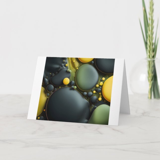 Luminous Fluid Dynamics: Yellow and Green Abstract Kort (Framsida)