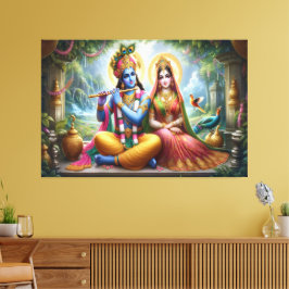 Luminous Gods Art: Krishna Radha, Divine Couple Canvastryck