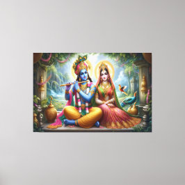 Luminous Gods Art: Krishna Radha, Divine Couple Canvastryck