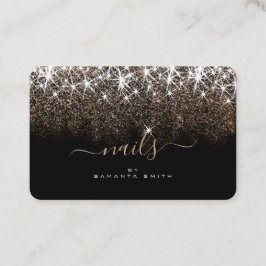 Luminous Golden Glitter Glam Stars Nagel Designer Visitkort