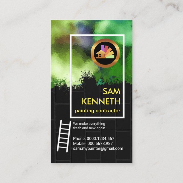 Luminous Graffiti Grunge Brick Wall Painter Visitkort (Framsida)