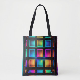 Luminous Grid Spectrum Tote Tygkasse