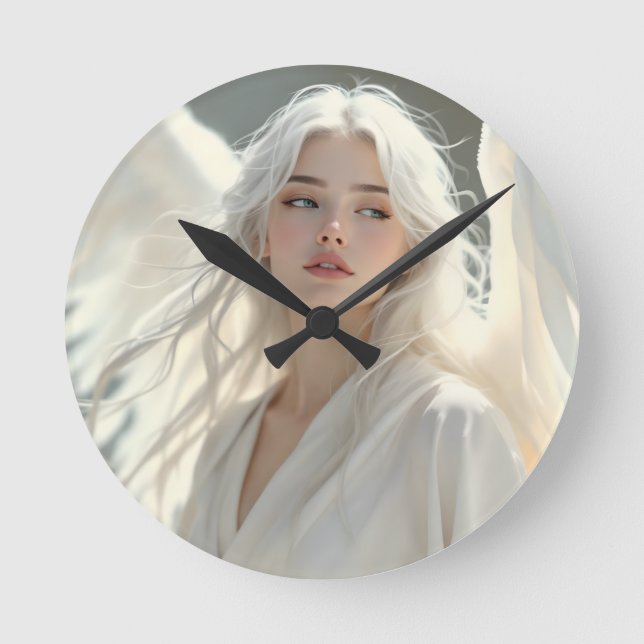 Luminous Guardian - Angel of Silver Dawn Rund Klocka (Framsida)