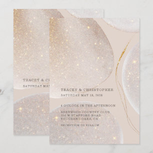 Luminous Guld & Fawn Shimmer Bröllop Inbjudningar