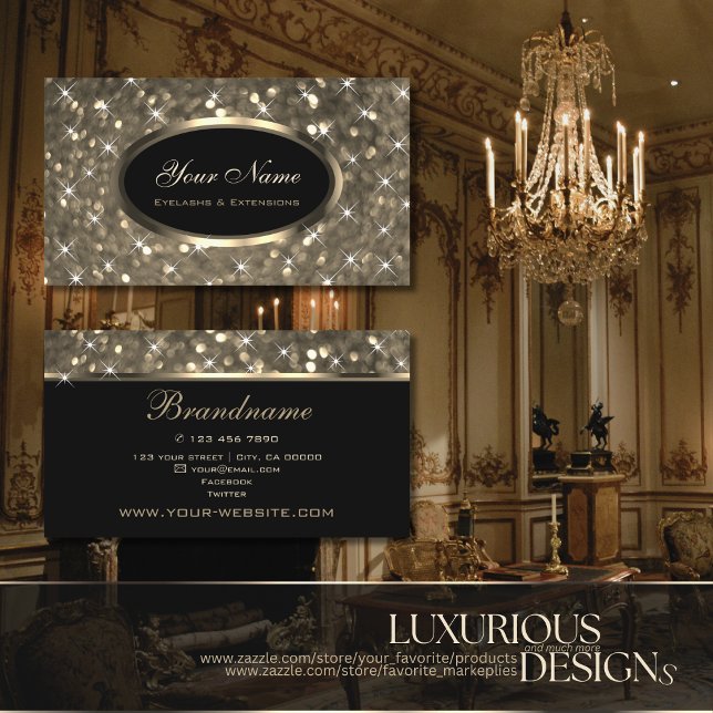 Luminous Guld Glitter Gnistra Tiny Stars Elegance Visitkort (Skapare uppladdad)