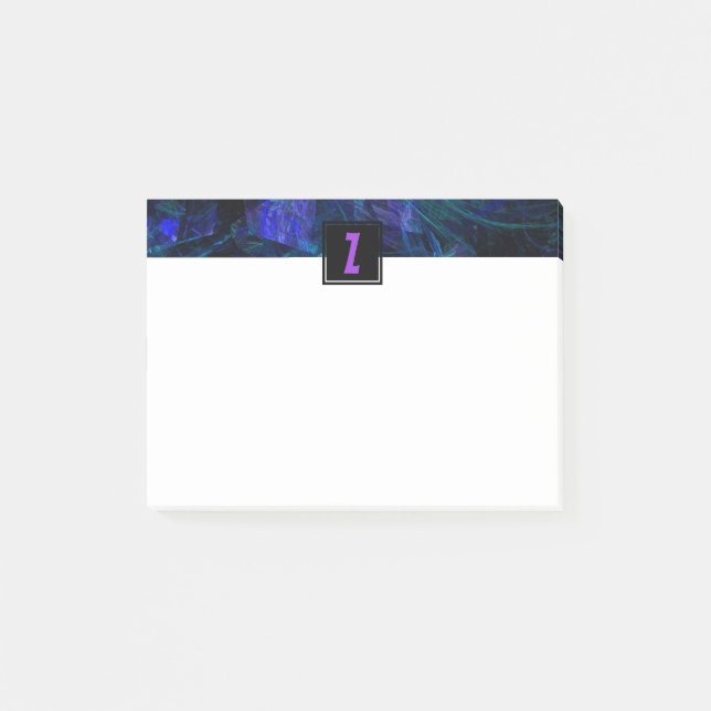 Luminous Header | Lila Monogram Initial Brev Post-it Block (Framsida)