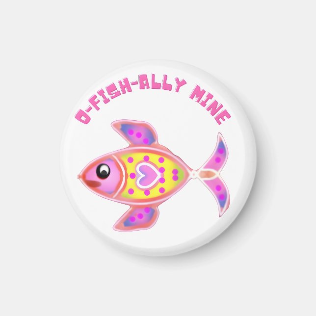 Luminous Heart Fish: Radiant Neon Kawaii Sea Life  Magnet (Framsidan)