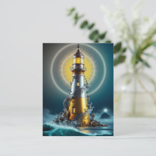 Luminous Lighthouse Amidst Vågar Vykort