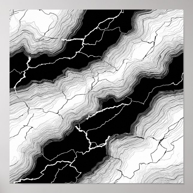 Luminous Molten Flow Decoupage Template Line Art Poster (Framsidan)