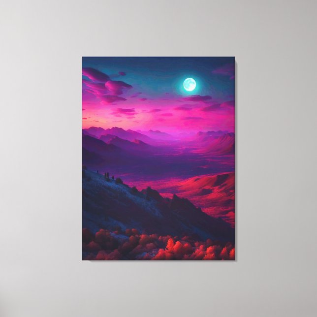 Luminous Pink & Purple Mountain Landscape Canvastryck (Framsida)