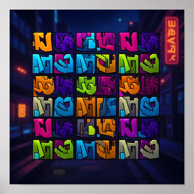 Luminous Pop Art Graffiti Wall Decor Print Poster (Framsidan)