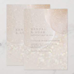 Luminous Rosa Fawn Crystal Shimmer Bröllop Inbjudningar
