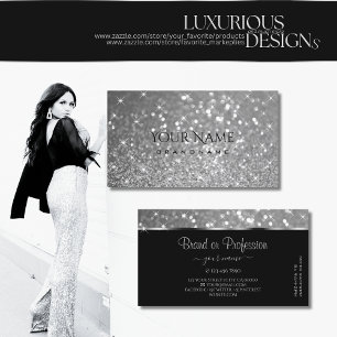 Luminous Stars Elegance, Luxurious Silver Glitter Visitkort