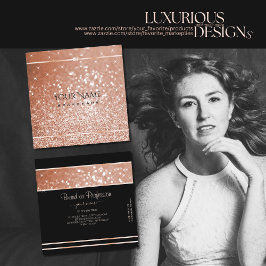 Luminous Stars Elegance ur lyxur Ro Guld Glitter Fyrkantigt Visitkort