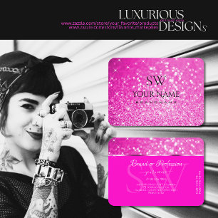 Luminous Stars Monogram ur Luxury Girly Rosa Glitt Visitkort