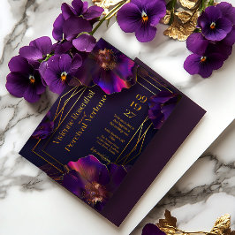 Luminous Violets Modern Purple Floral Wedding Inbjudningar